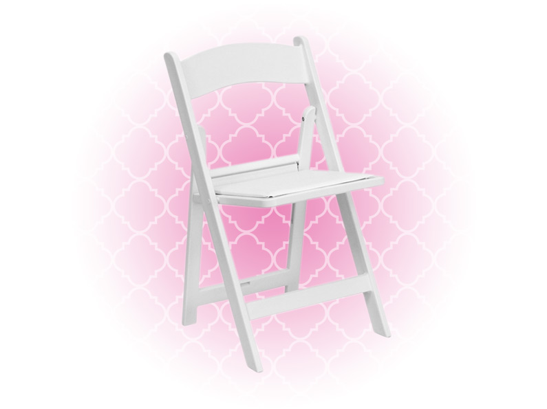 White Resin Padded Folding Chair Rental, White Cushion