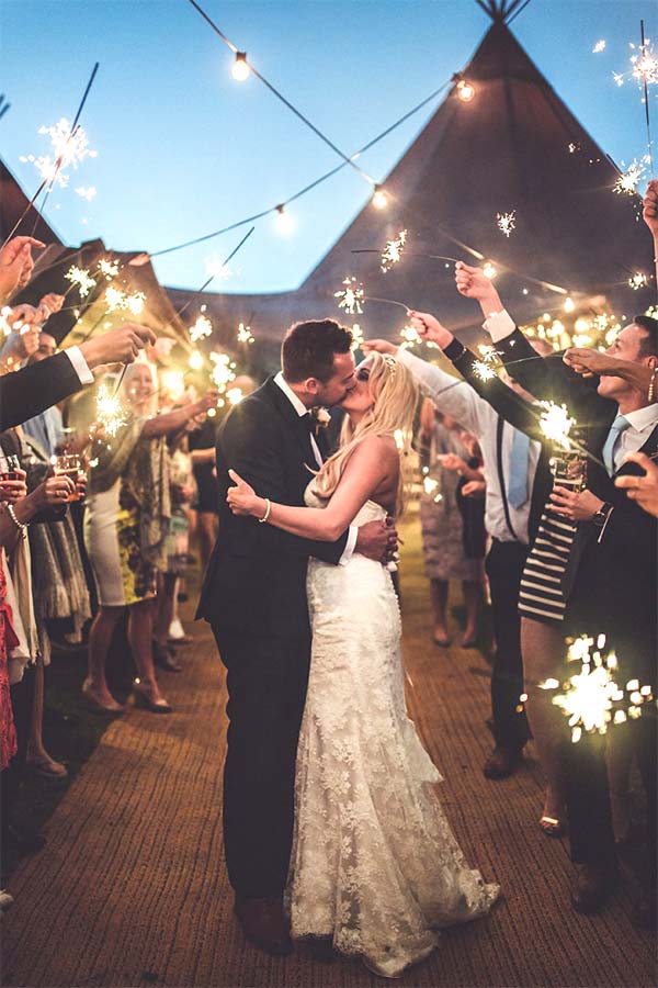 outdoor wedding sparklers